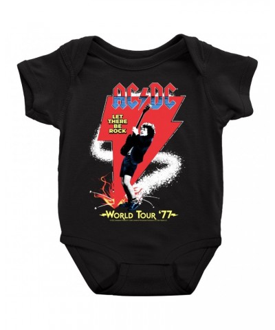 AC/DC Baby Short Sleeve Bodysuit | Let There Be Rock World Tour 1977 Bodysuit $8.38 Kids