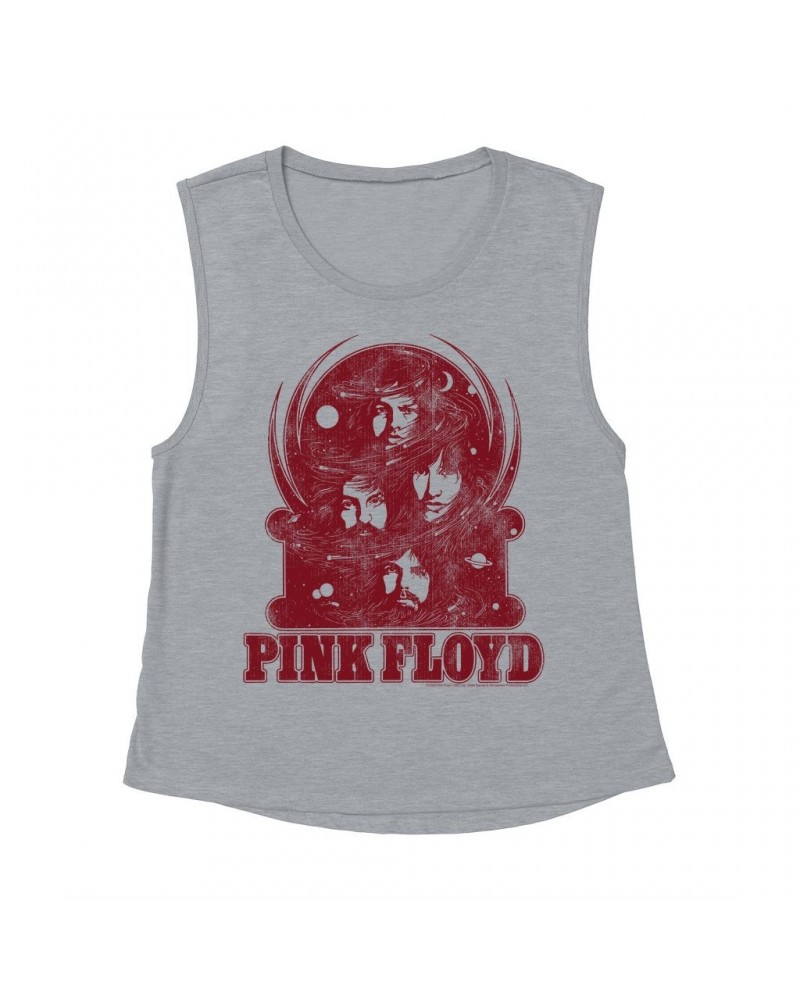 Pink Floyd Ladies' Muscle Tank Top | Universe Design Distressed Shirt $13.84 Shirts