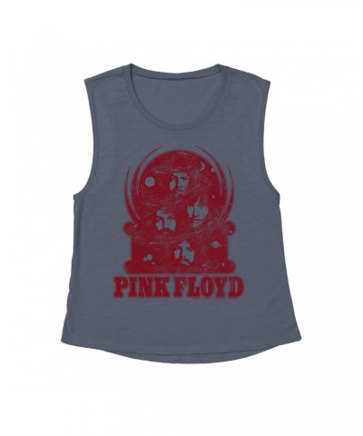 Pink Floyd Ladies' Muscle Tank Top | Universe Design Distressed Shirt $13.84 Shirts