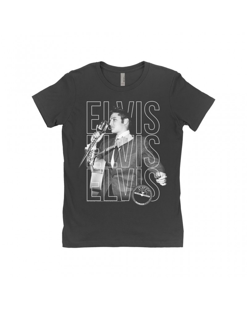 Elvis Presley Ladies' Boyfriend T-Shirt | Live Sun Triple Logo Shirt $10.98 Shirts