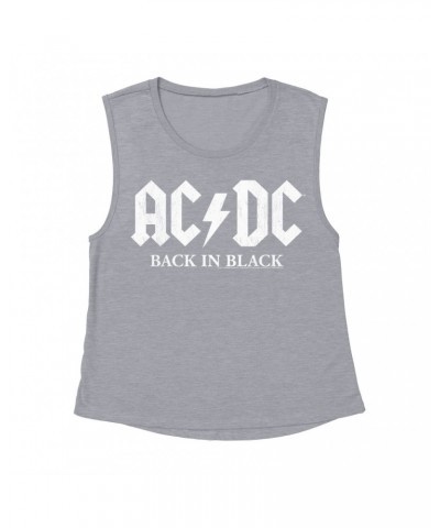 AC/DC Ladies' Muscle Tank Top | Back In Black US White Design Shirt $12.52 Shirts